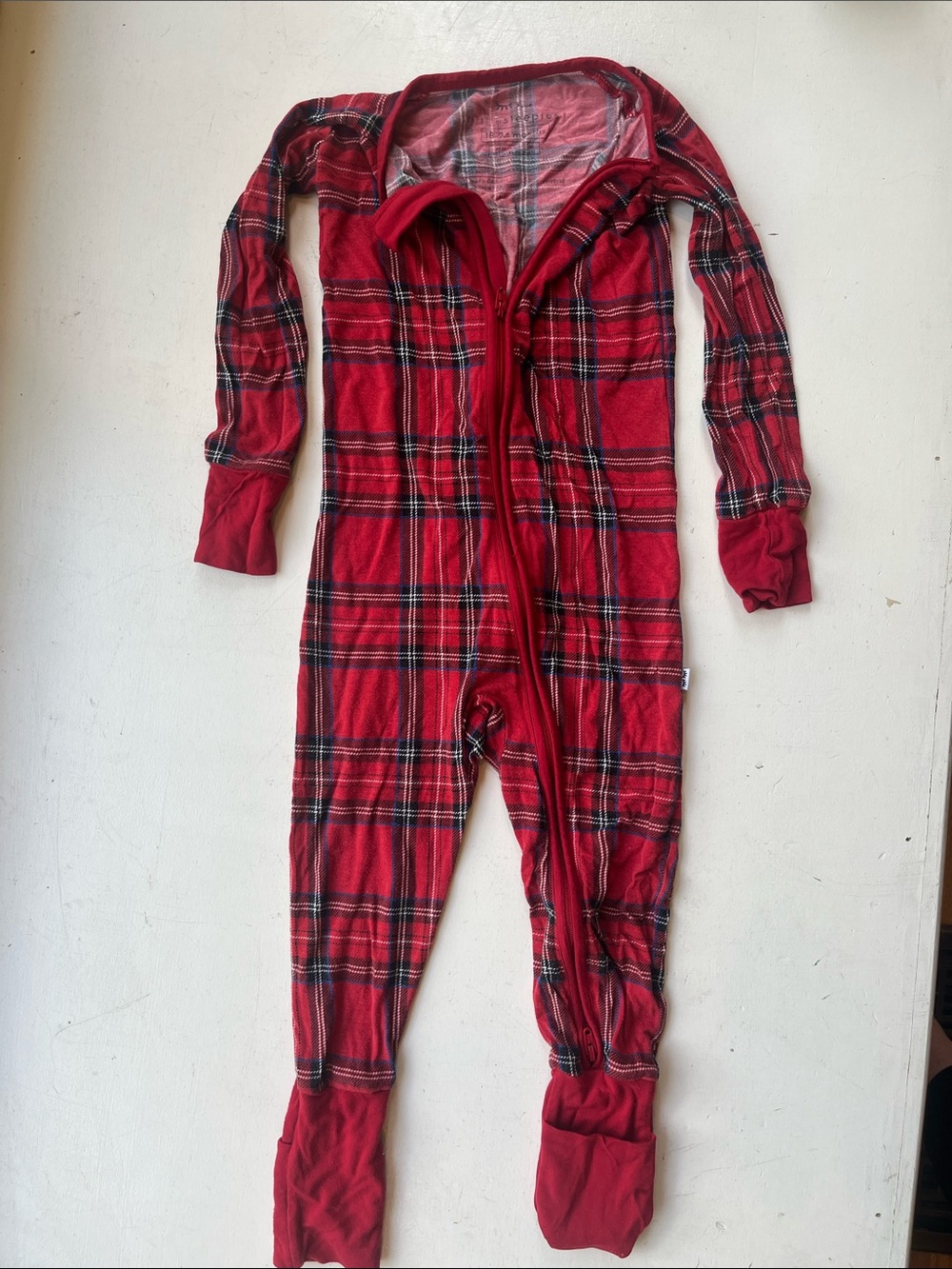 little Sleepies Red Plaid One-Piece Pajamas with Zipper